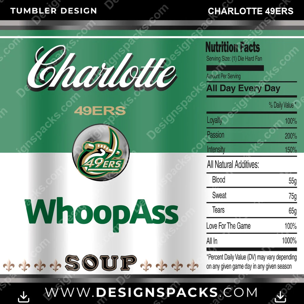 College Sport Soup Can Charlotte 49ers NCAA College Sport Tumbler Digital Wrap Design Download