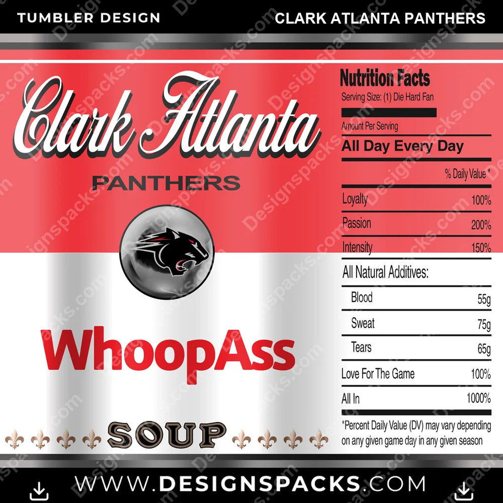 College Sport Soup Can Clark Atlanta Panthers NCAA College Sport Tumbler Digital Wrap Design Download