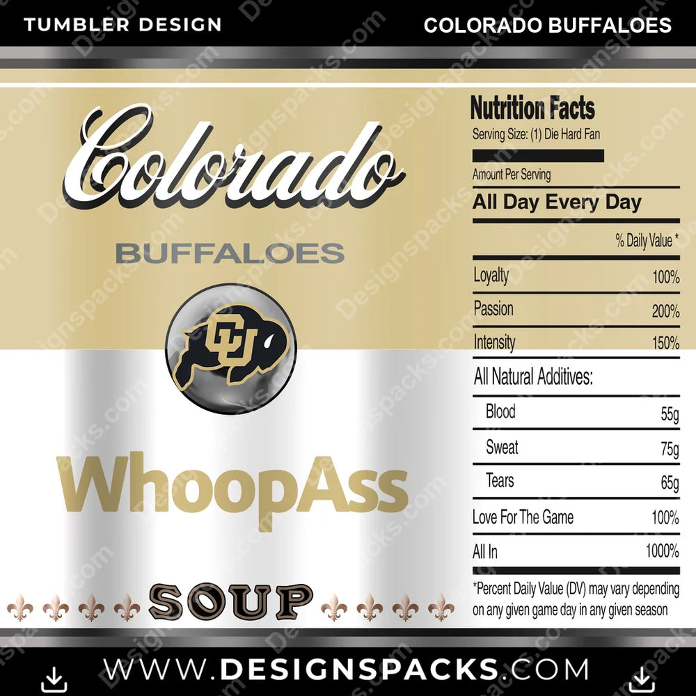 College Sport Soup Can Colorado Buffaloes NCAA College Sport Tumbler Digital Wrap Design Download