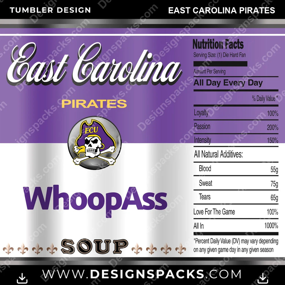 College Sport Soup Can East Carolina Pirates NCAA College Sport Tumbler Digital Wrap Design Download