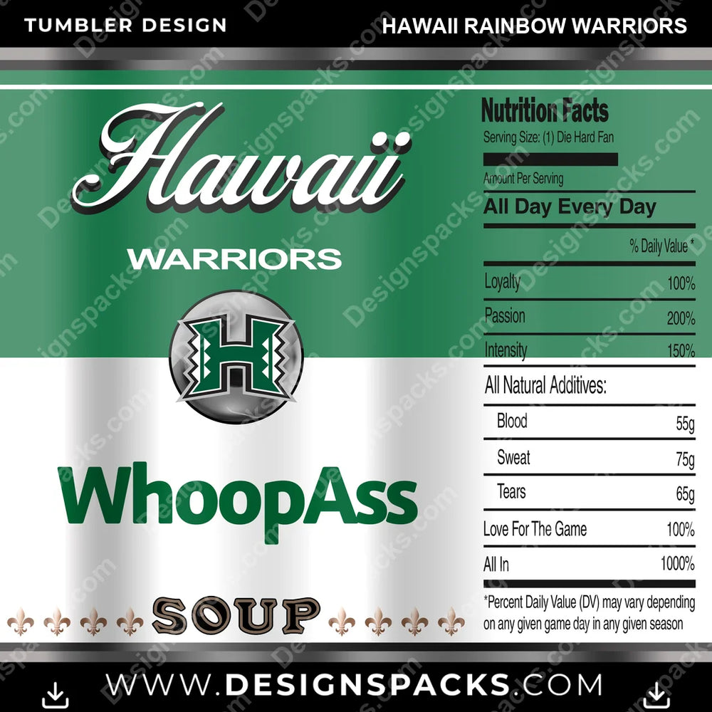 College Sport Soup Can Hawaii Rainbow Warriors NCAA College Sport Tumbler Digital Wrap Design Download