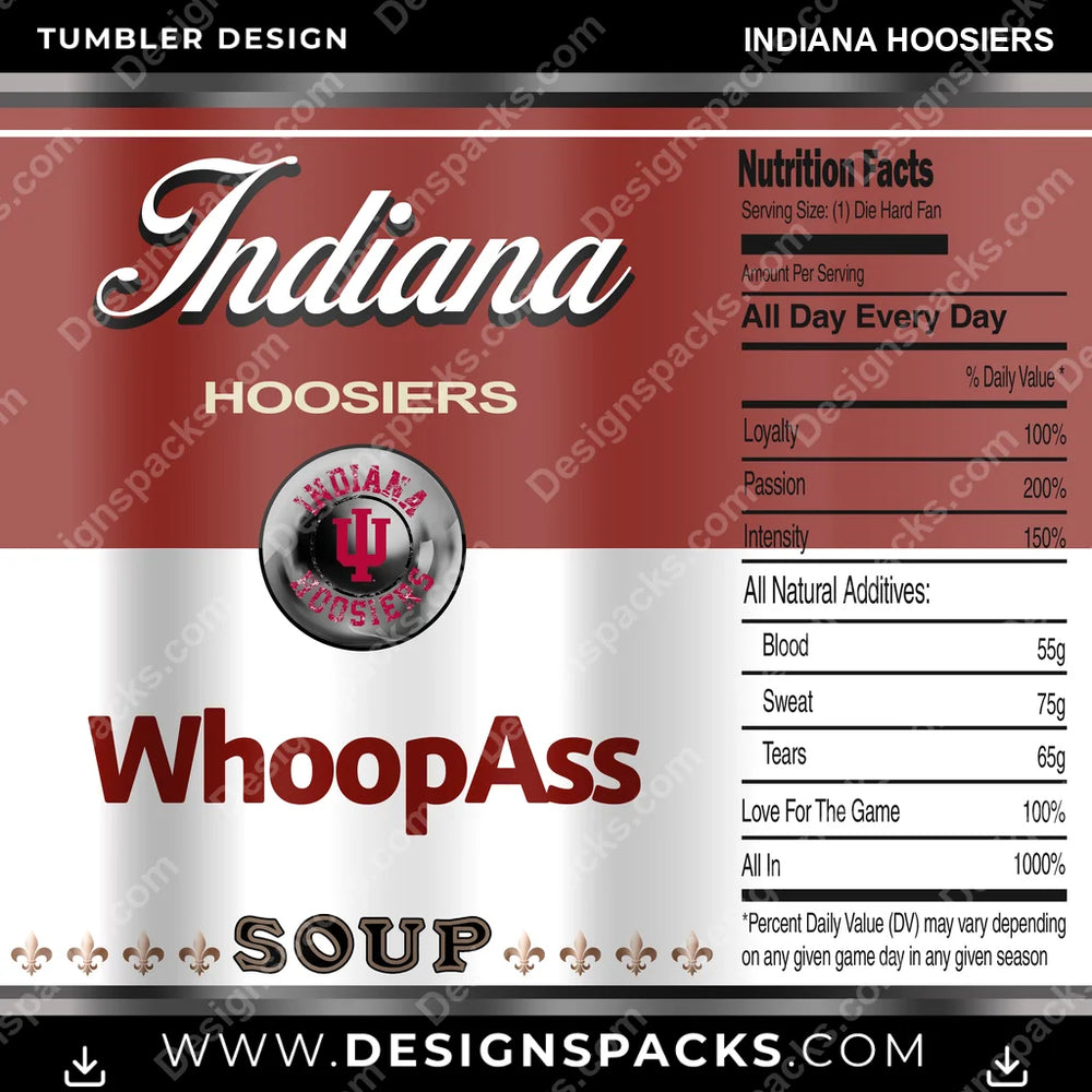 College Sport Soup Can Indiana Hoosiers NCAA College Sport Tumbler Digital Wrap Design Download