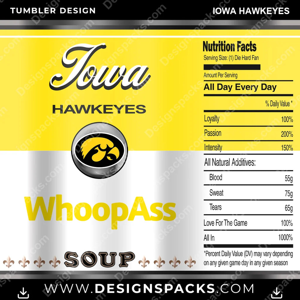 College Sport Soup Can Iowa Hawkeyes NCAA College Sport Tumbler Digital Wrap Design Download