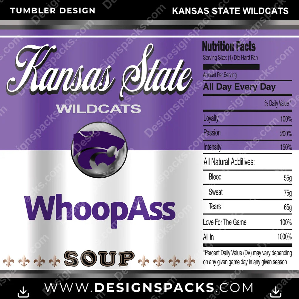 College Sport Soup Can Kansas State Wildcats NCAA College Sport Tumbler Digital Wrap Design Download
