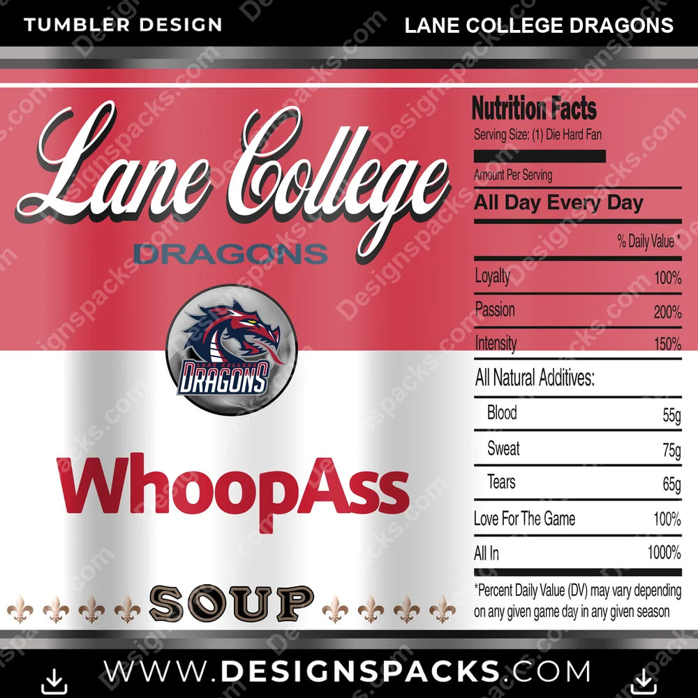 College Sport Soup Can Lane College Dragons NCAA College Sport Tumbler Digital Wrap Design Download