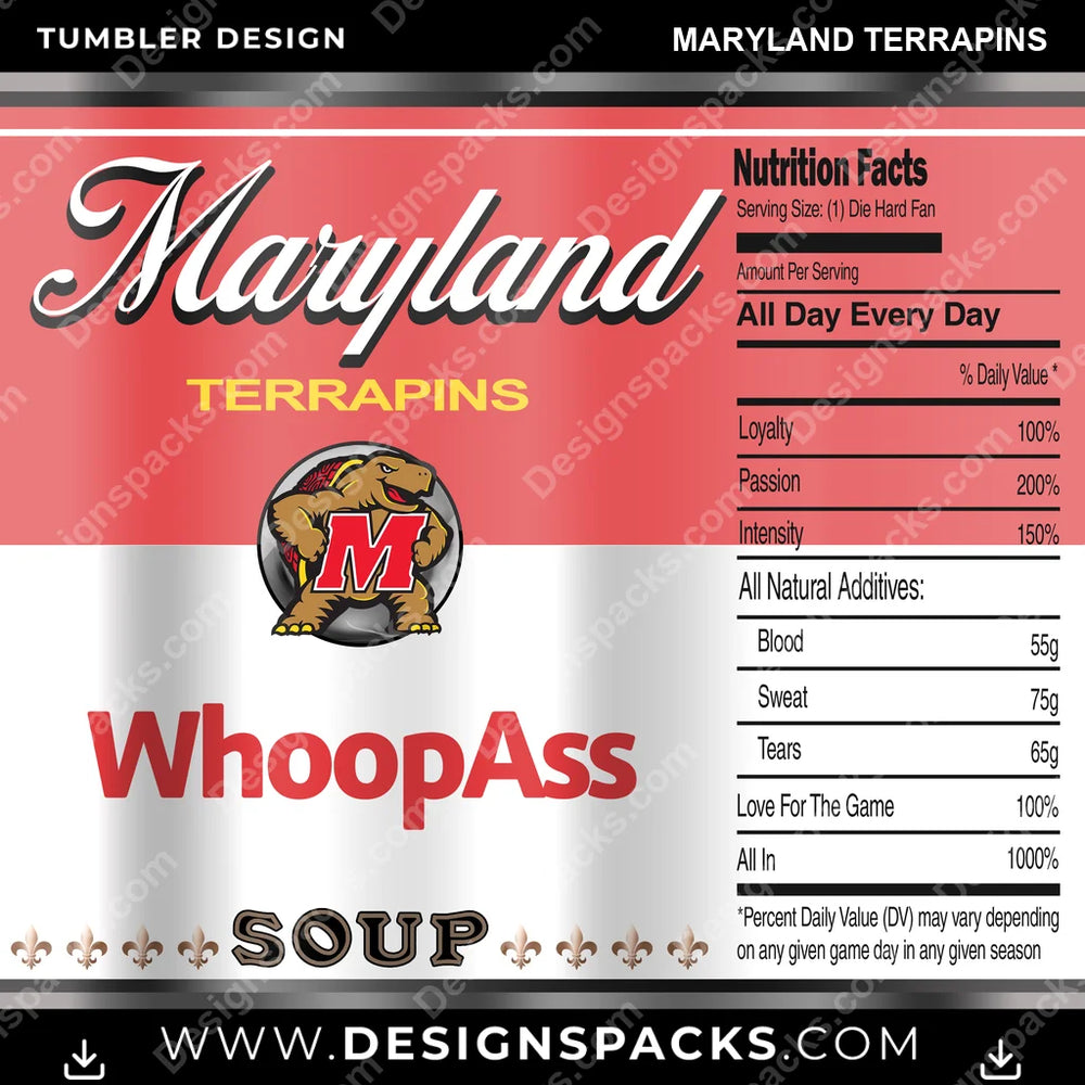 College Sport Soup Can Maryland Terrapins NCAA College Sport Tumbler Digital Wrap Design Download