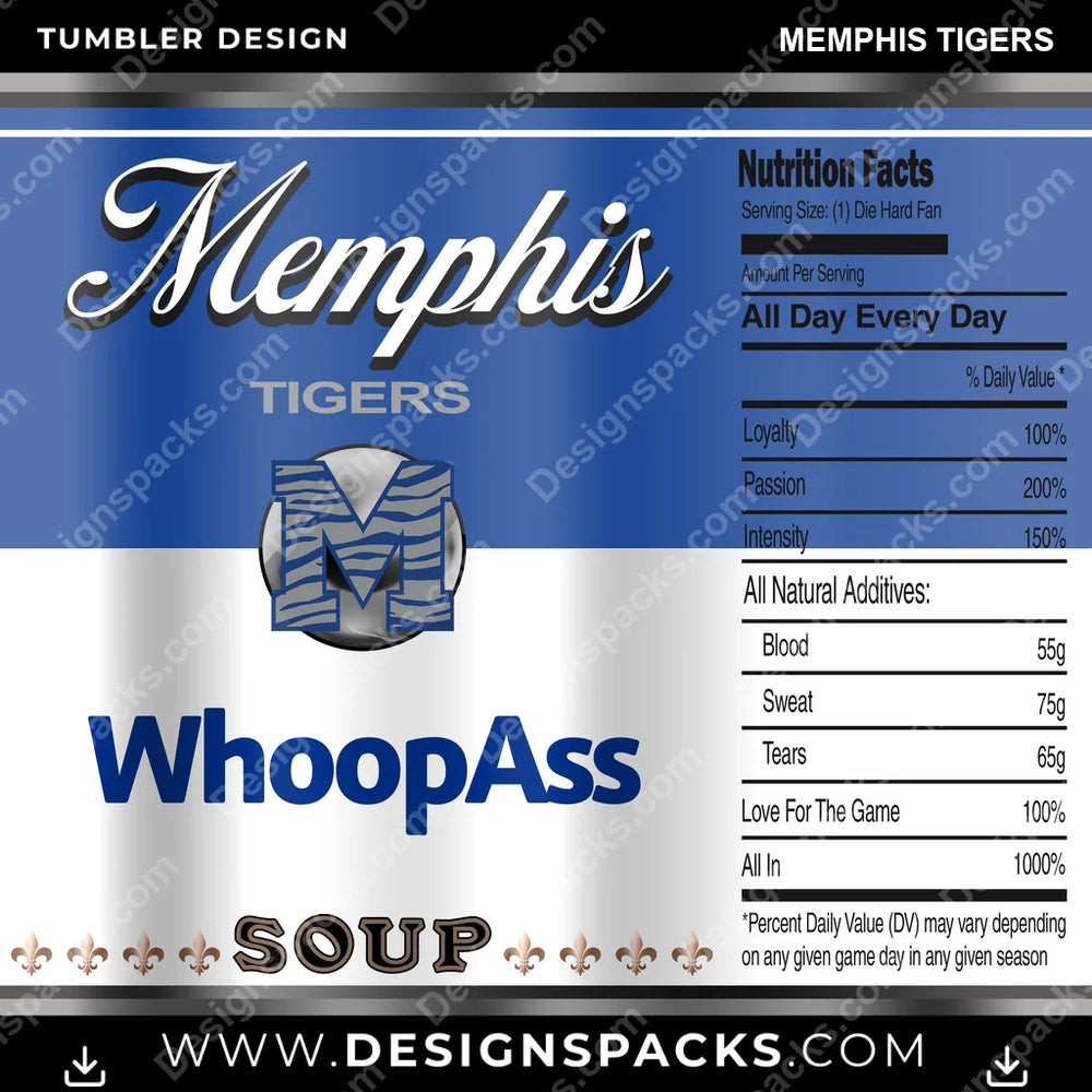 College Sport Soup Can Memphis Tigers NCAA College Sport Tumbler Digital Wrap Design Download
