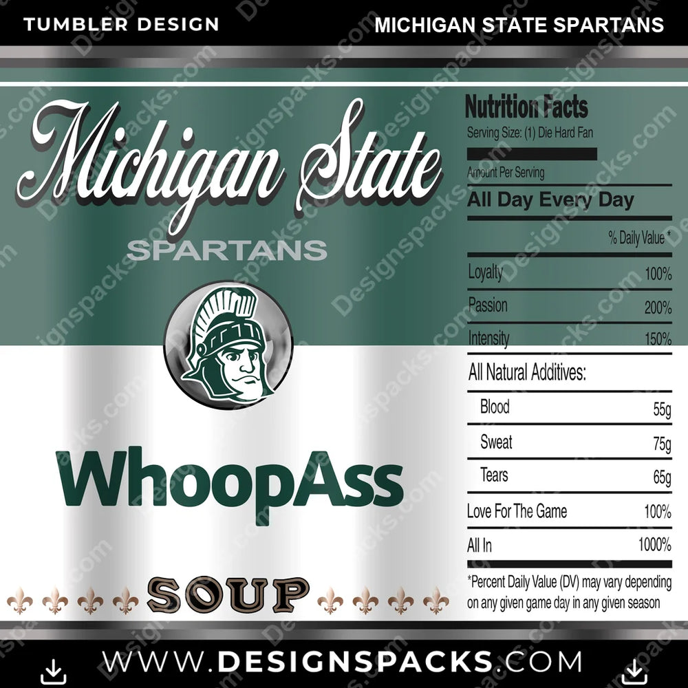College Sport Soup Can Michigan State Spartans NCAA College Sport Tumbler Digital Wrap Design Download