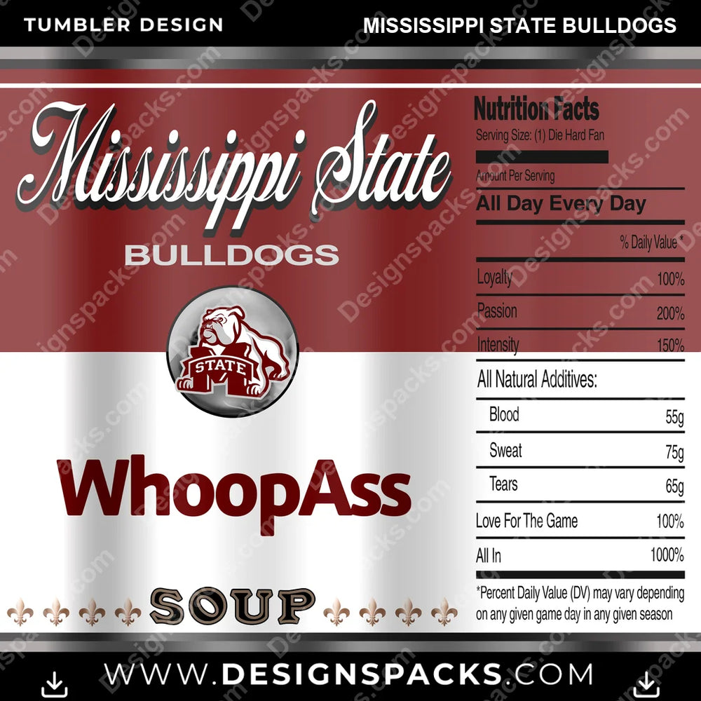 College Sport Soup Can Mississippi State Bulldogs NCAA College Sport Tumbler Digital Wrap Design Download