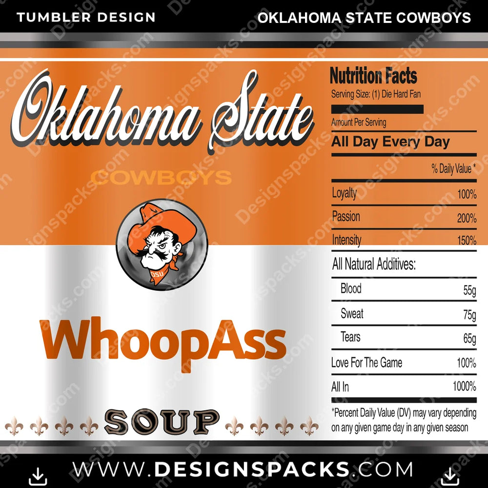 College Sport Soup Can Oklahoma State Cowboys NCAA College Sport Tumbler Digital Wrap Design Download