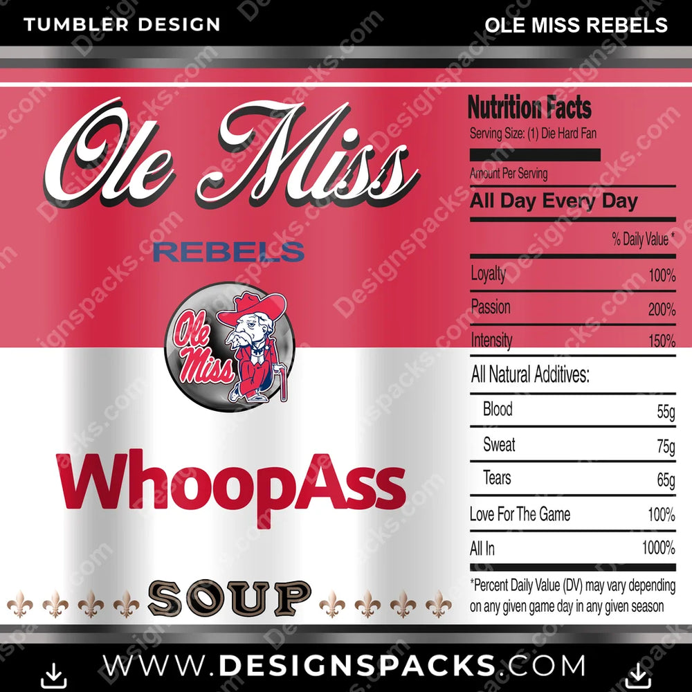 College Sport Soup Can Ole Miss Rebels NCAA College Sport Tumbler Digital Wrap Design Download