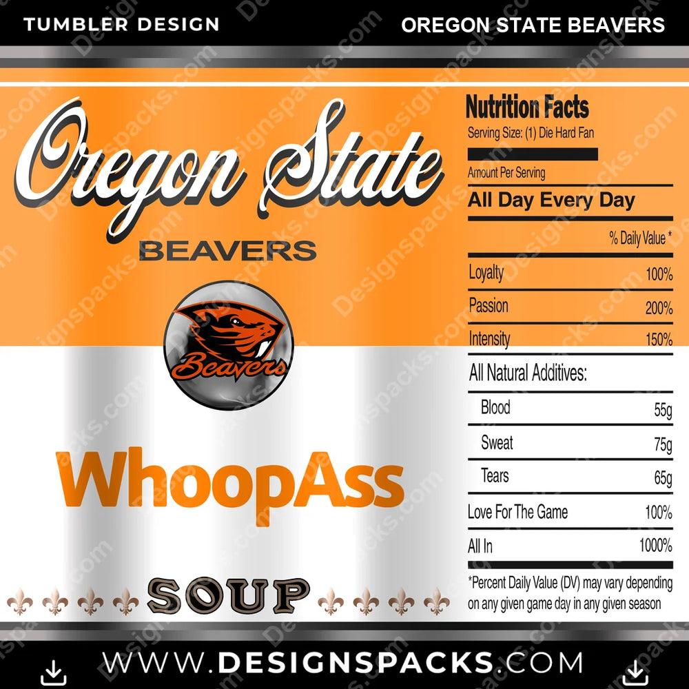 College Sport Soup Can Oregon State Beavers NCAA College Sport Tumbler Digital Wrap Design Download