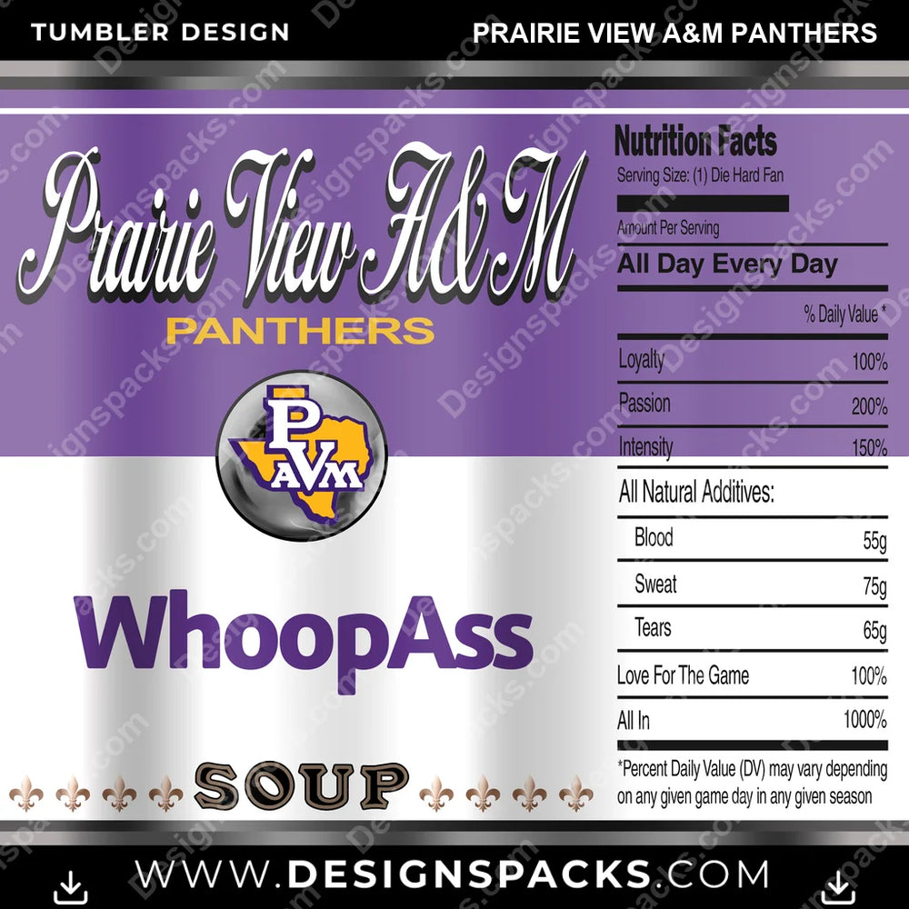 College Sport Soup Can Prairie View A&M Panthers NCAA College Sport Tumbler Digital Wrap Design Download