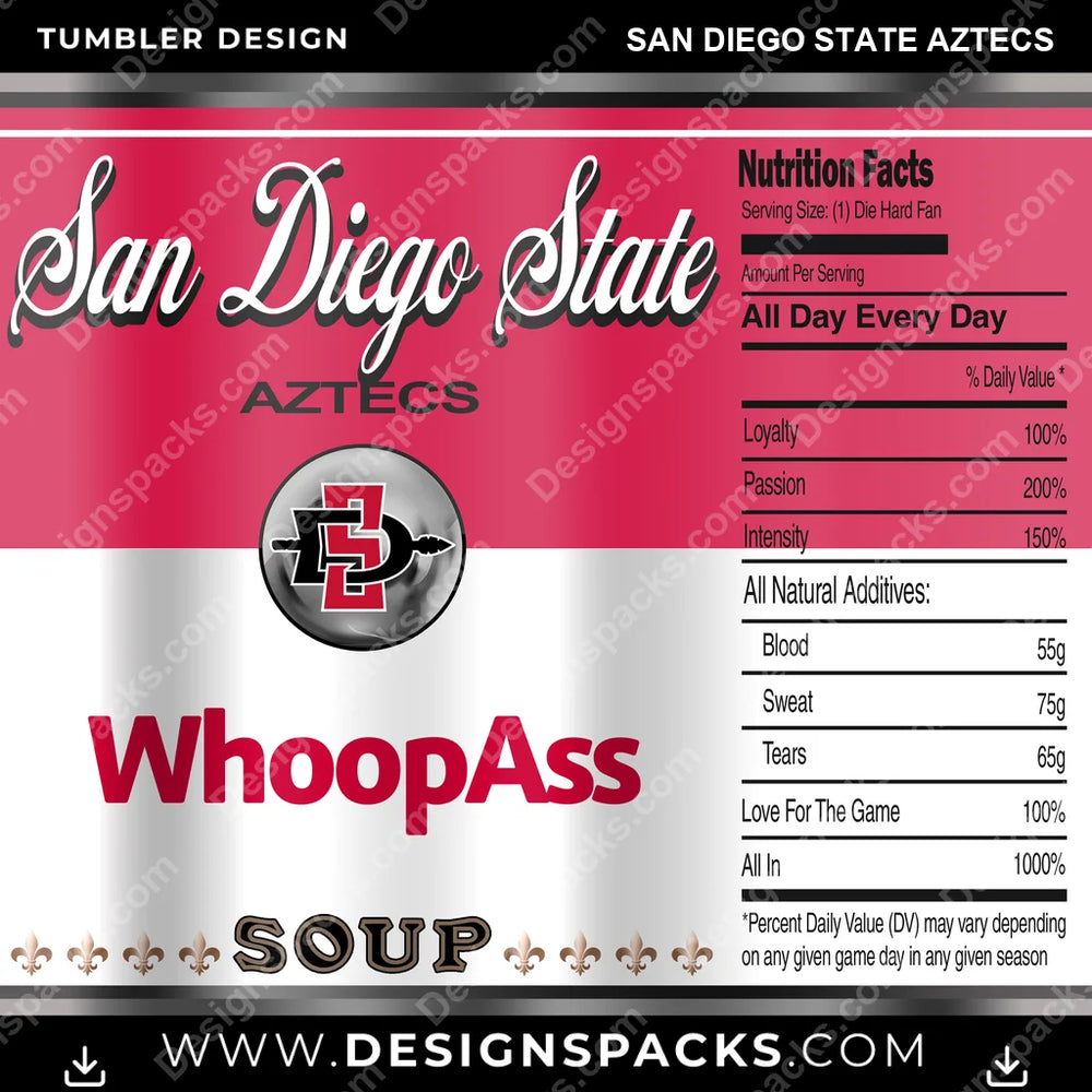 College Sport Soup Can San Diego State Aztecs NCAA College Sport Tumbler Digital Wrap Design Download