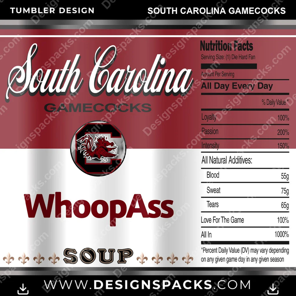 College Sport Soup Can South Carolina Gamecocks NCAA College Sport Tumbler Digital Wrap Design Download