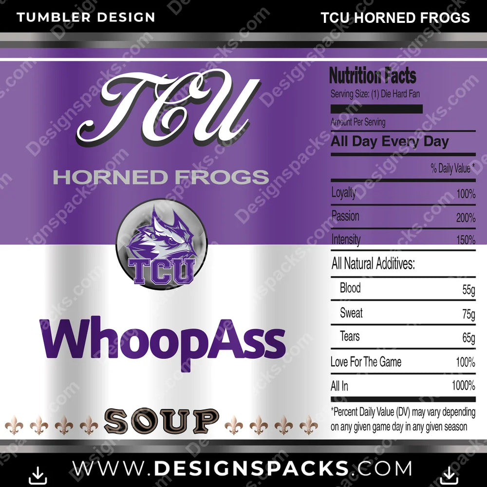 College Sport Soup Can TCU Horned Frogs NCAA College Sport Tumbler Digital Wrap Design Download
