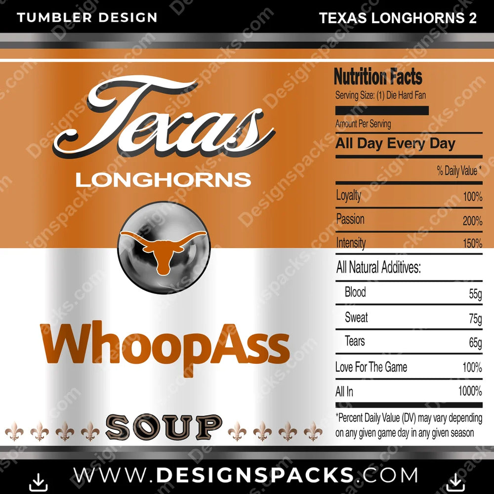 College Sport Soup Can Texas Longhorns 2 NCAA College Sport Tumbler Digital Wrap Design Download