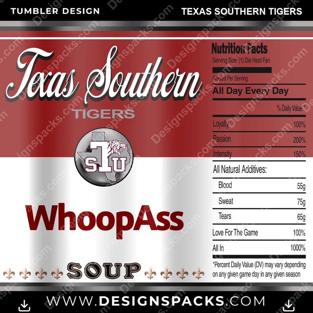 College Sport Soup Can Texas Southern Tigers NCAA College Sport Tumbler Digital Wrap Design Download