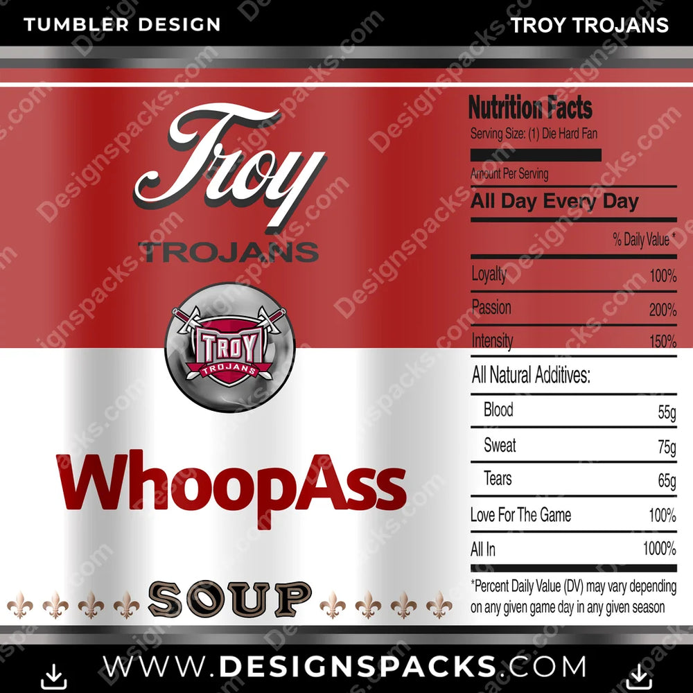 College Sport Soup Can Troy Trojans NCAA College Sport Tumbler Digital Wrap Design Download
