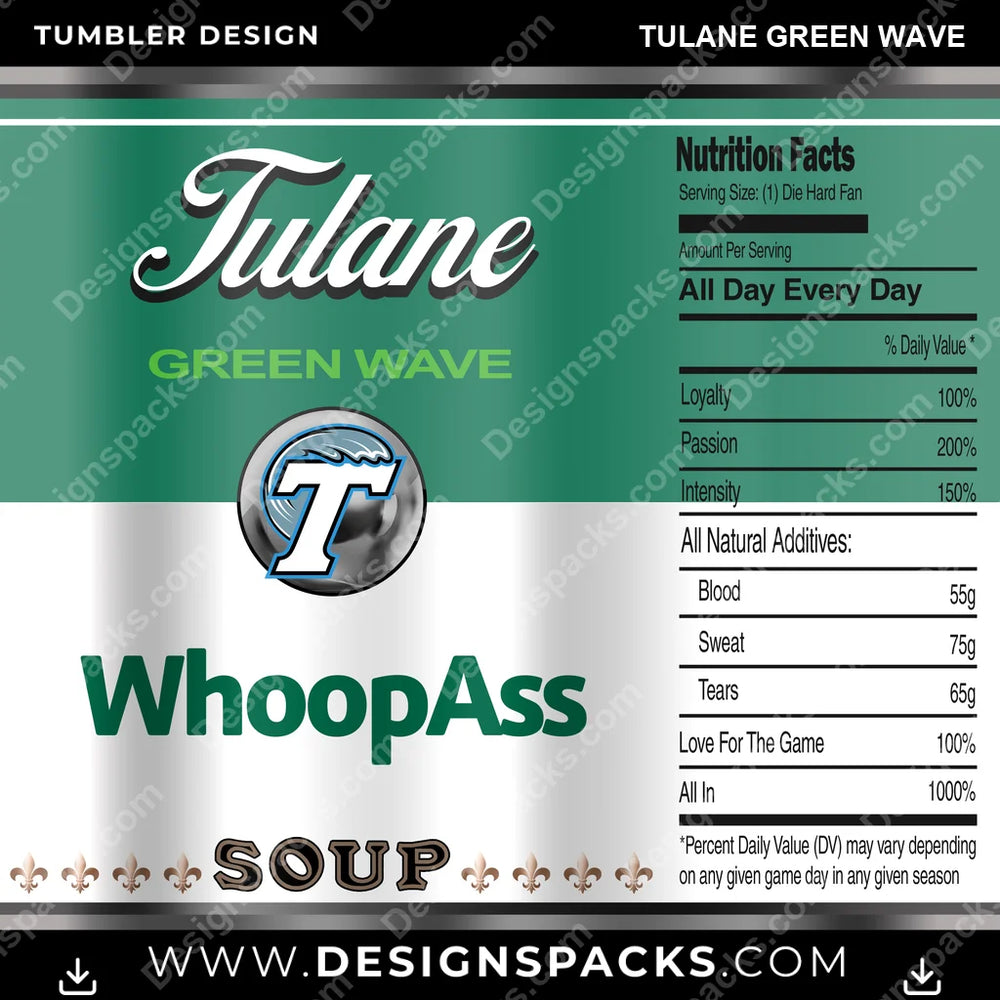 College Sport Soup Can Tulane Green Wave NCAA College Sport Tumbler Digital Wrap Design Download
