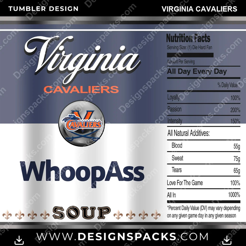 College Sport Soup Can Virginia Cavaliers NCAA College Sport Tumbler Digital Wrap Design Download