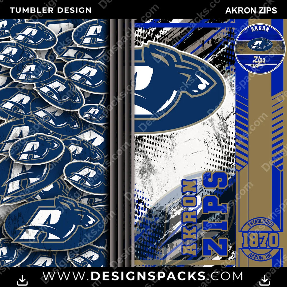 College Sport Sports Akron Zips NCAA College Sport Tumbler Digital Wrap Design Download