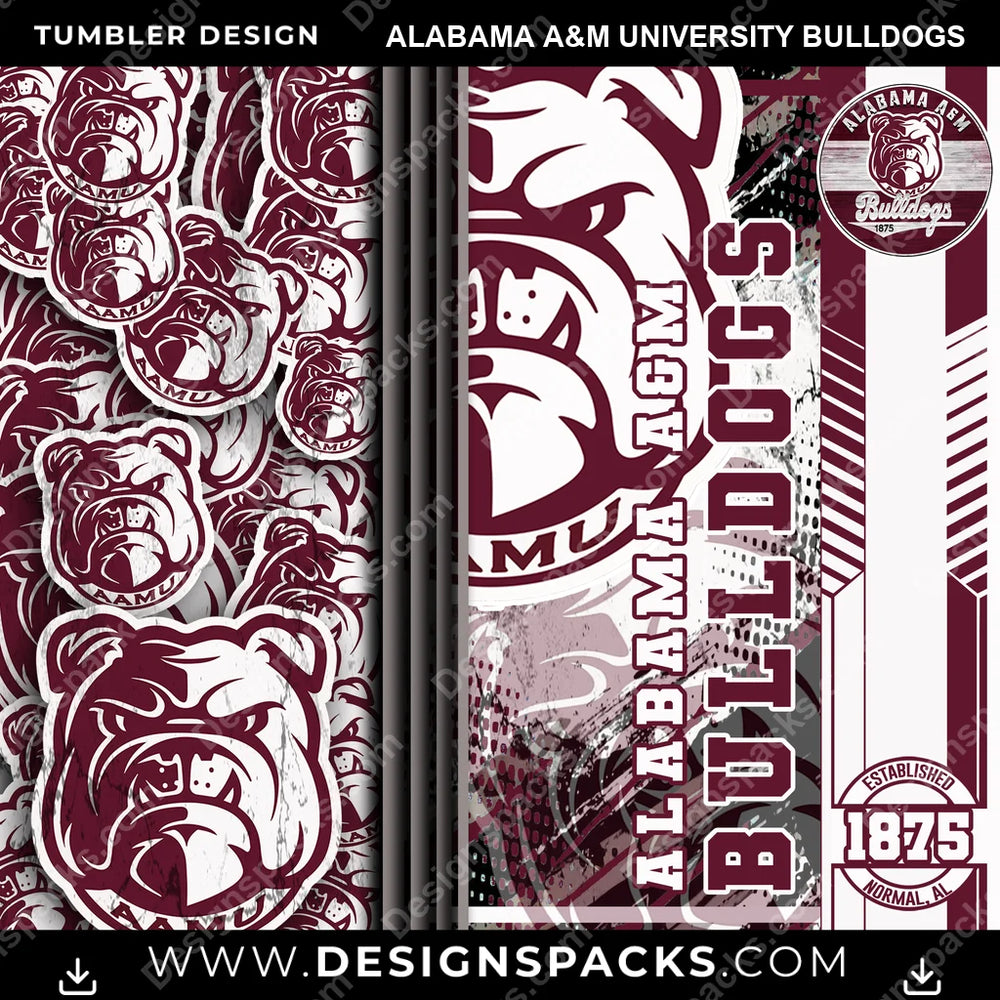 College Sport Sports Alabama A&M University Bulldogs NCAA College Sport Tumbler Digital Wrap Design Download