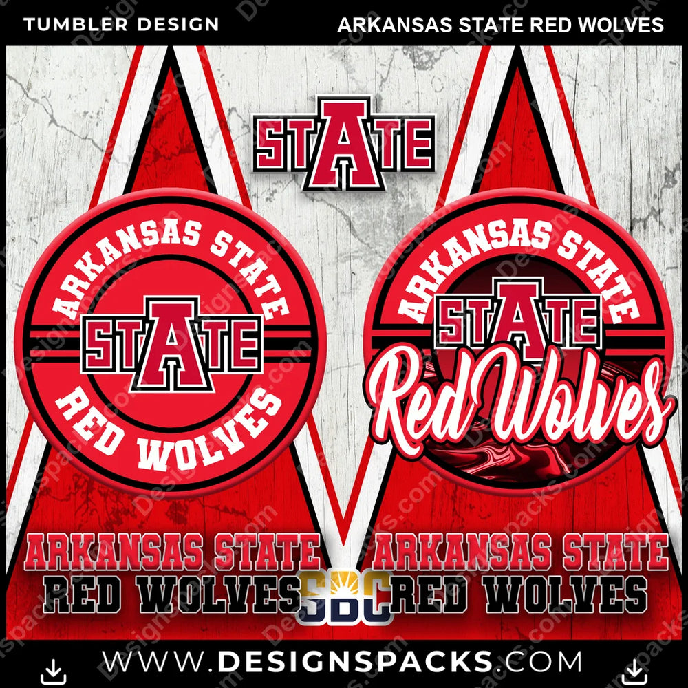 College Sport Sports Arkansas State Red Wolves NCAA College Sport Tumbler Digital Wrap Design Download