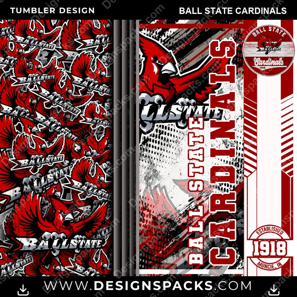 College Sport Sports Ball State Cardinals NCAA College Sport Tumbler Digital Wrap Design Download