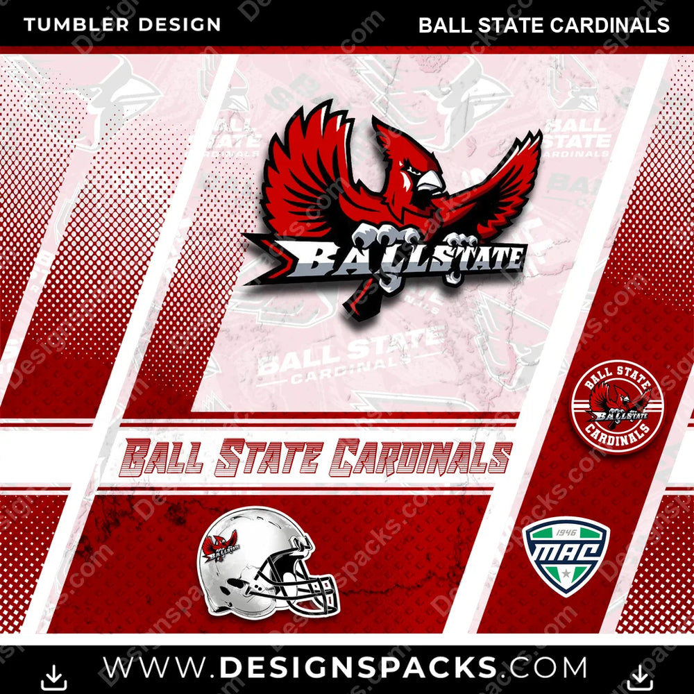 College Sport Sports Ball State Cardinals NCAA College Sport Tumbler Digital Wrap Design Download