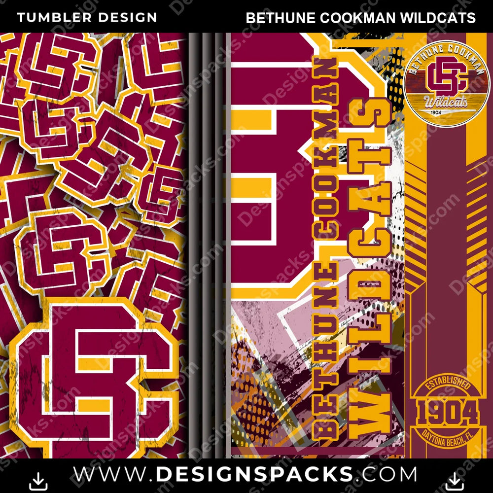 College Sport Sports Bethune Cookman Wildcats NCAA College Sport Tumbler Digital Wrap Design Download