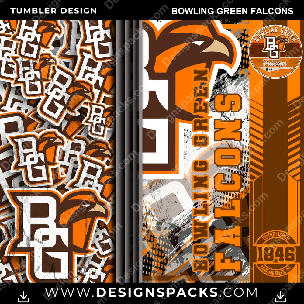 College Sport Sports Bowling Green Falcons NCAA College Sport Tumbler Digital Wrap Design Download