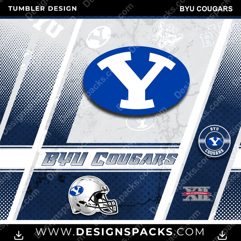 College Sport Sports BYU Cougars NCAA College Sport Tumbler Digital Wrap Design Download