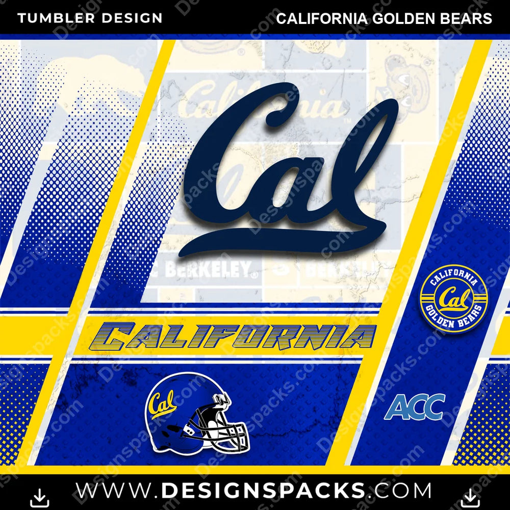 College Sport Sports California Golden Bears NCAA College Sport Tumbler Digital Wrap Design Download