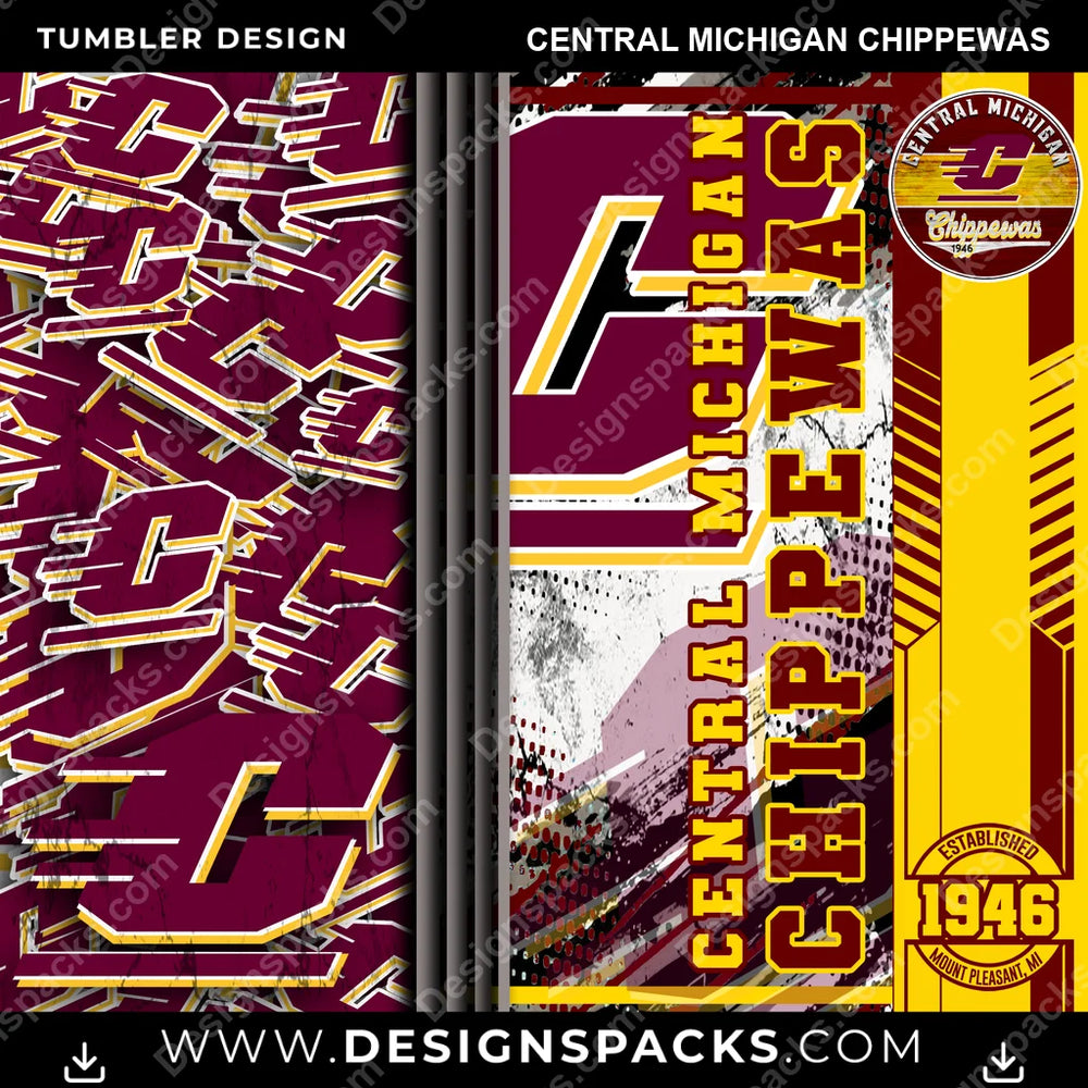 College Sport Sports Central Michigan Chippewas NCAA College Sport Tumbler Digital Wrap Design Download