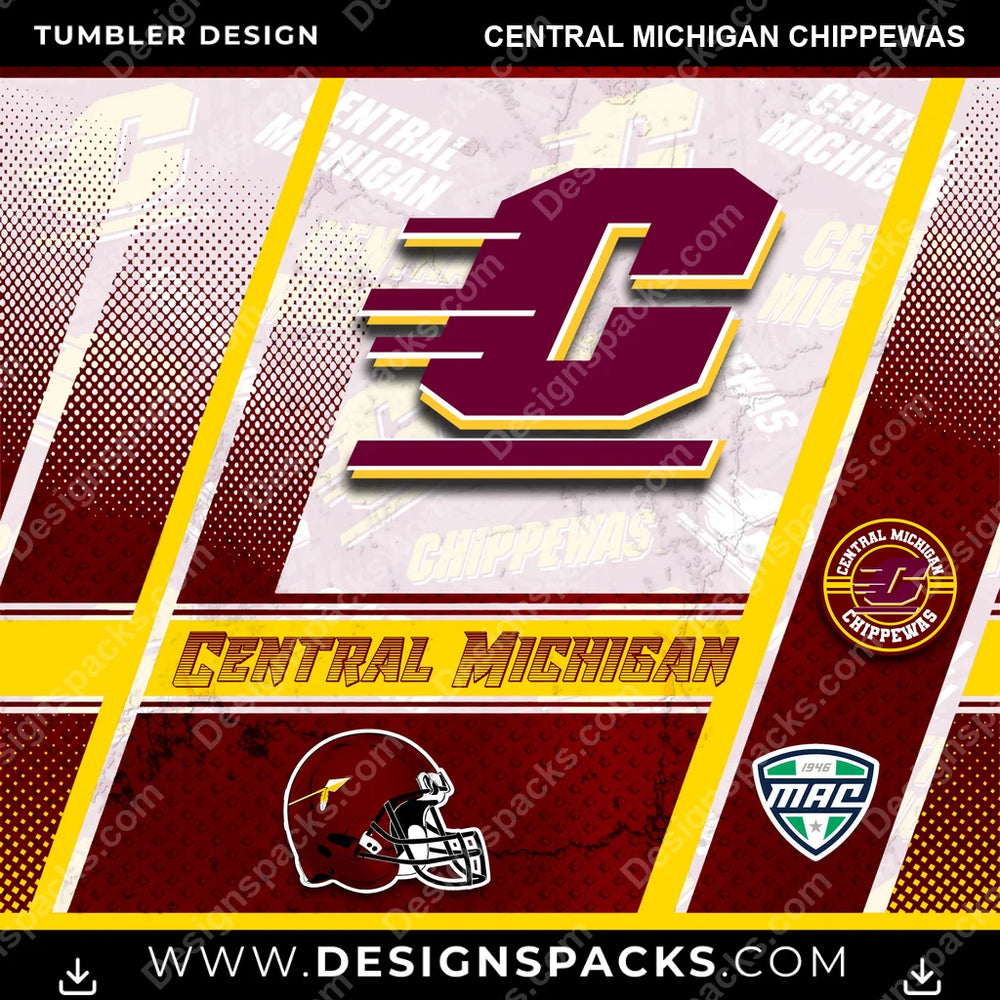 College Sport Sports Central Michigan Chippewas NCAA College Sport Tumbler Digital Wrap Design Download