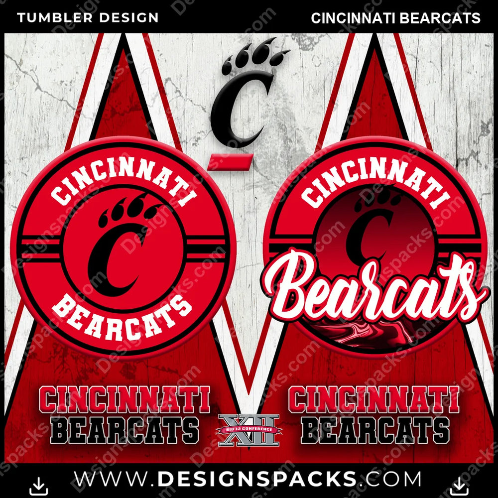 College Sport Sports Cincinnati Bearcats NCAA College Sport Tumbler Digital Wrap Design Download