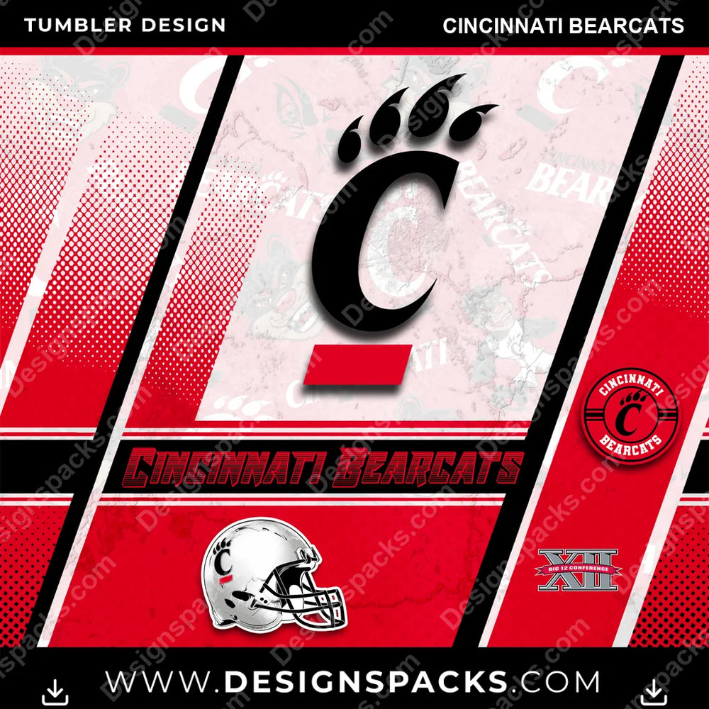 College Sport Sports Cincinnati Bearcats NCAA College Sport Tumbler Digital Wrap Design Download