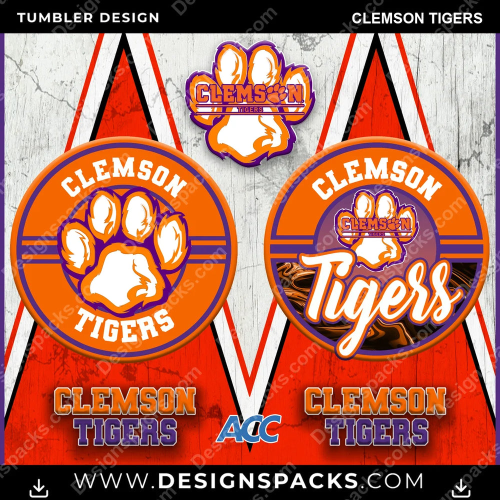 College Sport Sports Clemson Tigers NCAA College Sport Tumbler Digital Wrap Design Download