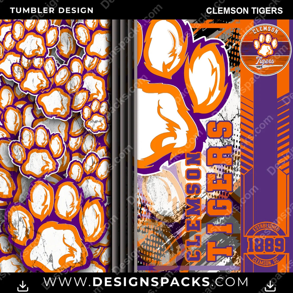 College Sport Sports Clemson Tigers NCAA College Sport Tumbler Digital Wrap Design Download