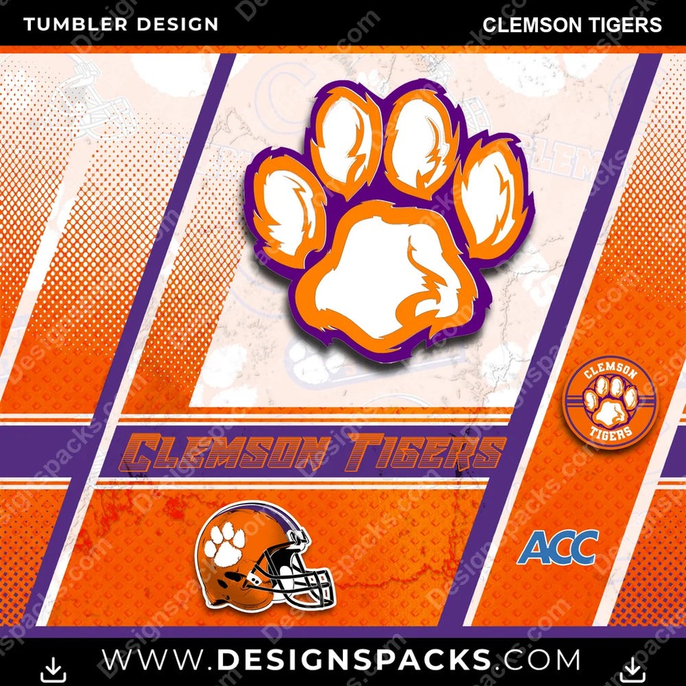 College Sport Sports Clemson Tigers NCAA College Sport Tumbler Digital Wrap Design Download