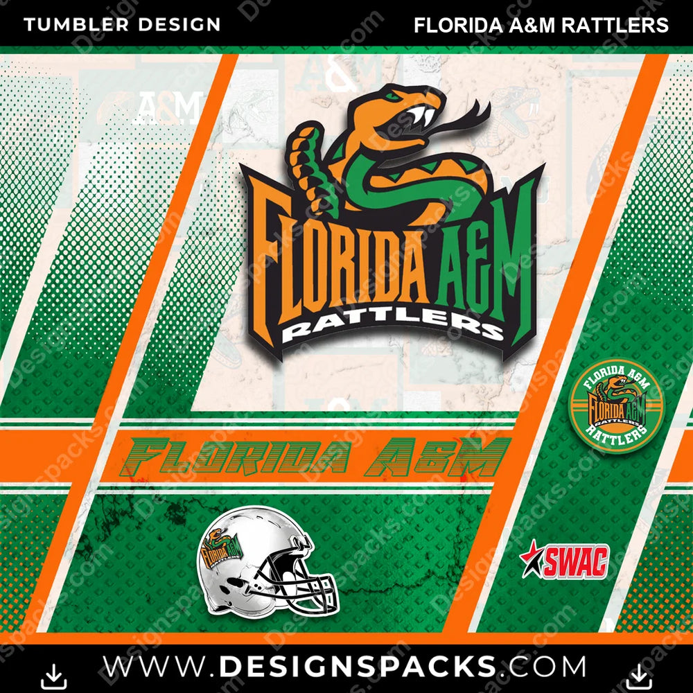College Sport Sports Florida A&M Rattlers NCAA College Sport Tumbler Digital Wrap Design Download