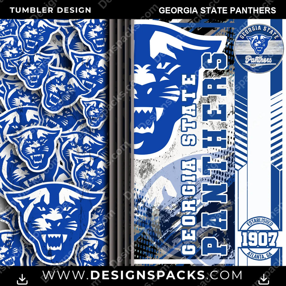 College Sport Sports Georgia State Panthers NCAA College Sport Tumbler Digital Wrap Design Download