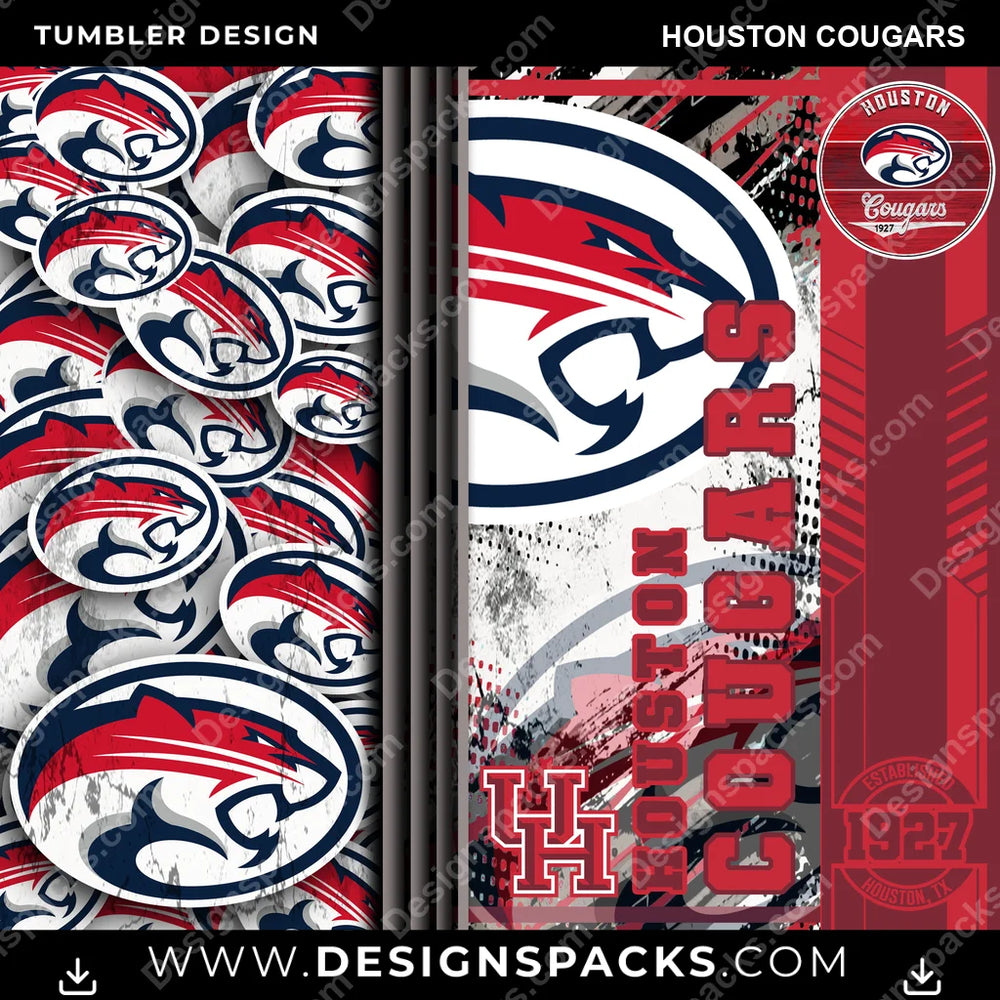 College Sport Sports Houston Cougars NCAA College Sport Tumbler Digital Wrap Design Download