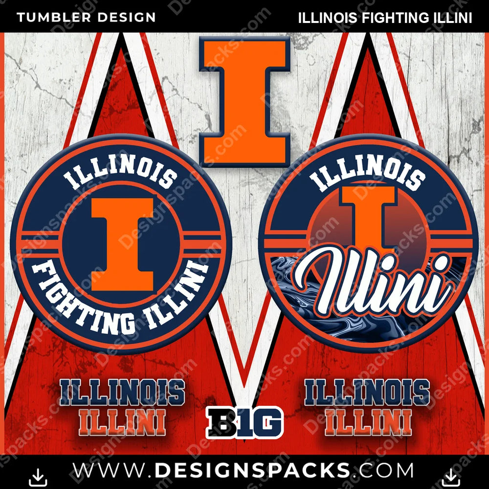 College Sport Sports Illinois Fighting Illini NCAA College Sport Tumbler Digital Wrap Design Download
