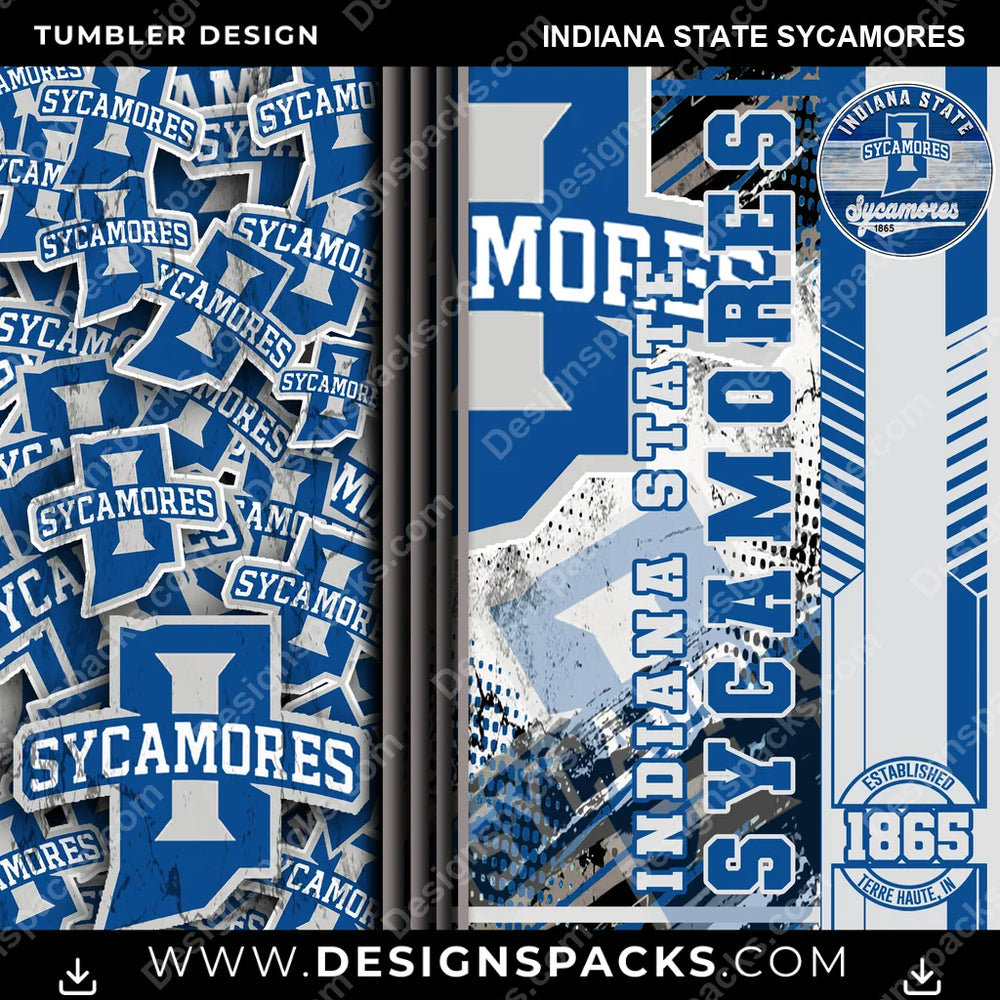 College Sport Sports Indiana State Sycamores NCAA College Sport Tumbler Digital Wrap Design Download