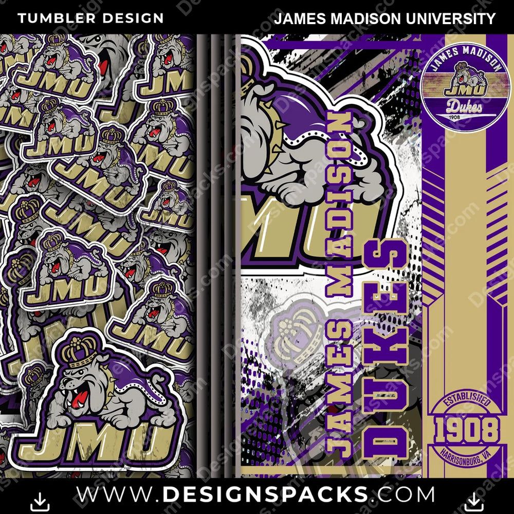 College Sport Sports James Madison University NCAA College Sport Tumbler Digital Wrap Design Download