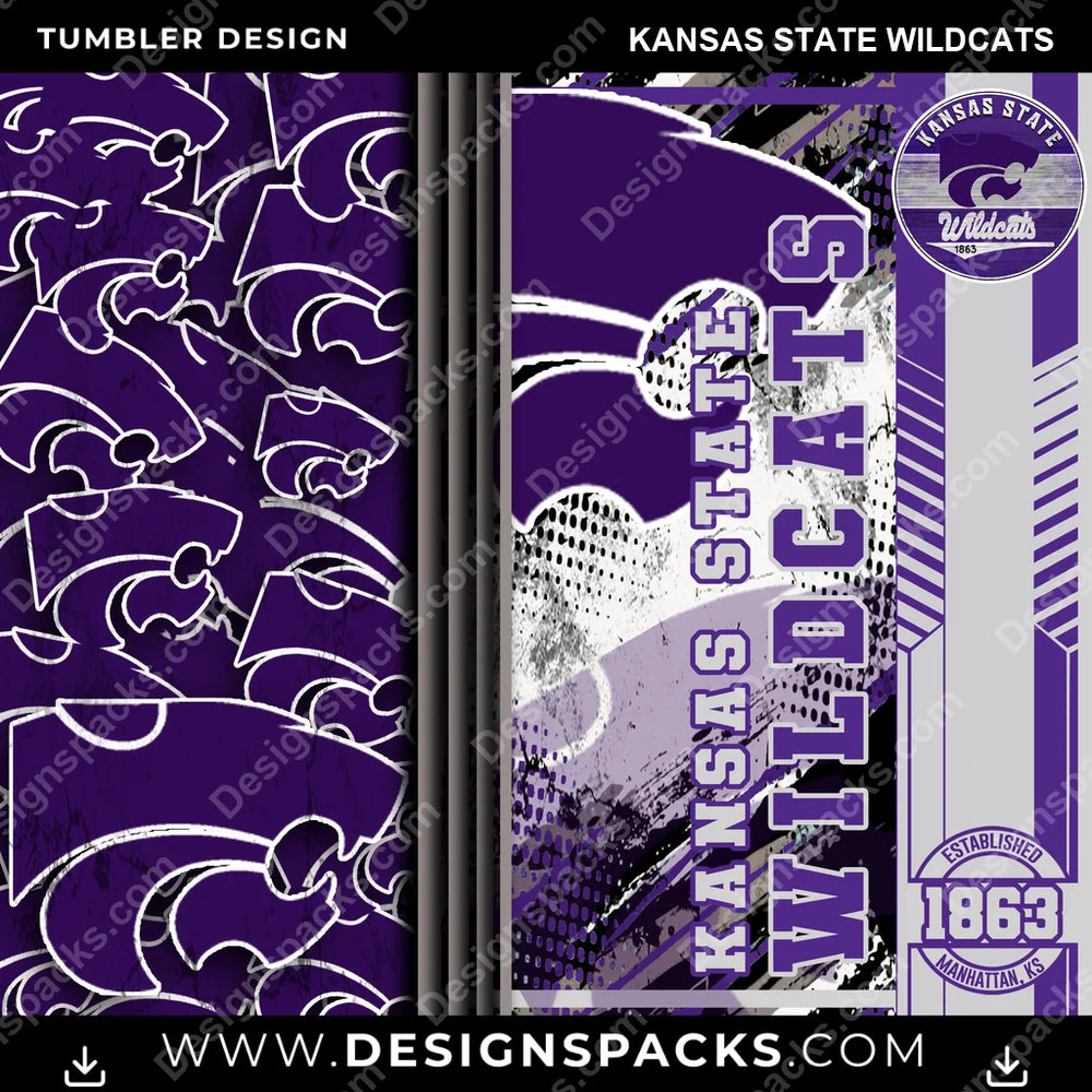 College Sport Sports Kansas State Wildcats NCAA College Sport Tumbler Digital Wrap Design Download
