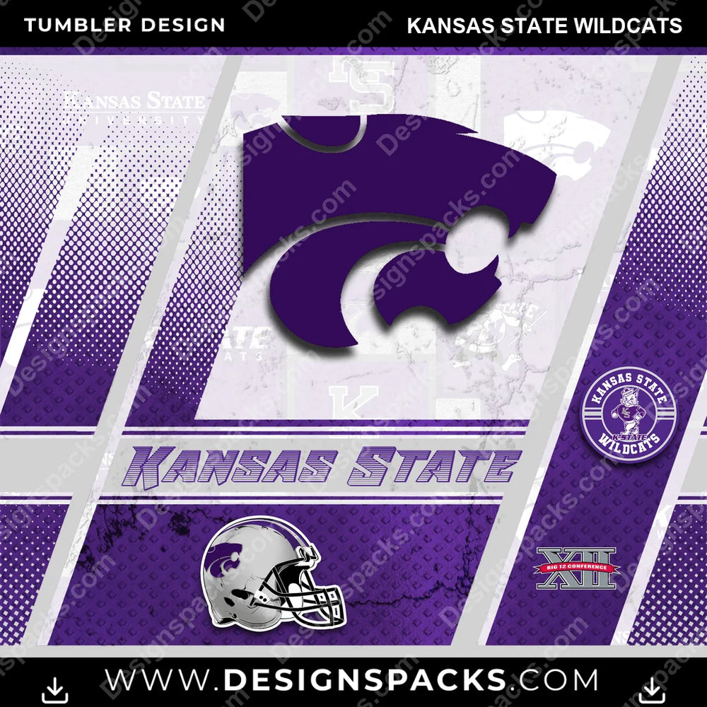 College Sport Sports Kansas State Wildcats NCAA College Sport Tumbler Digital Wrap Design Download