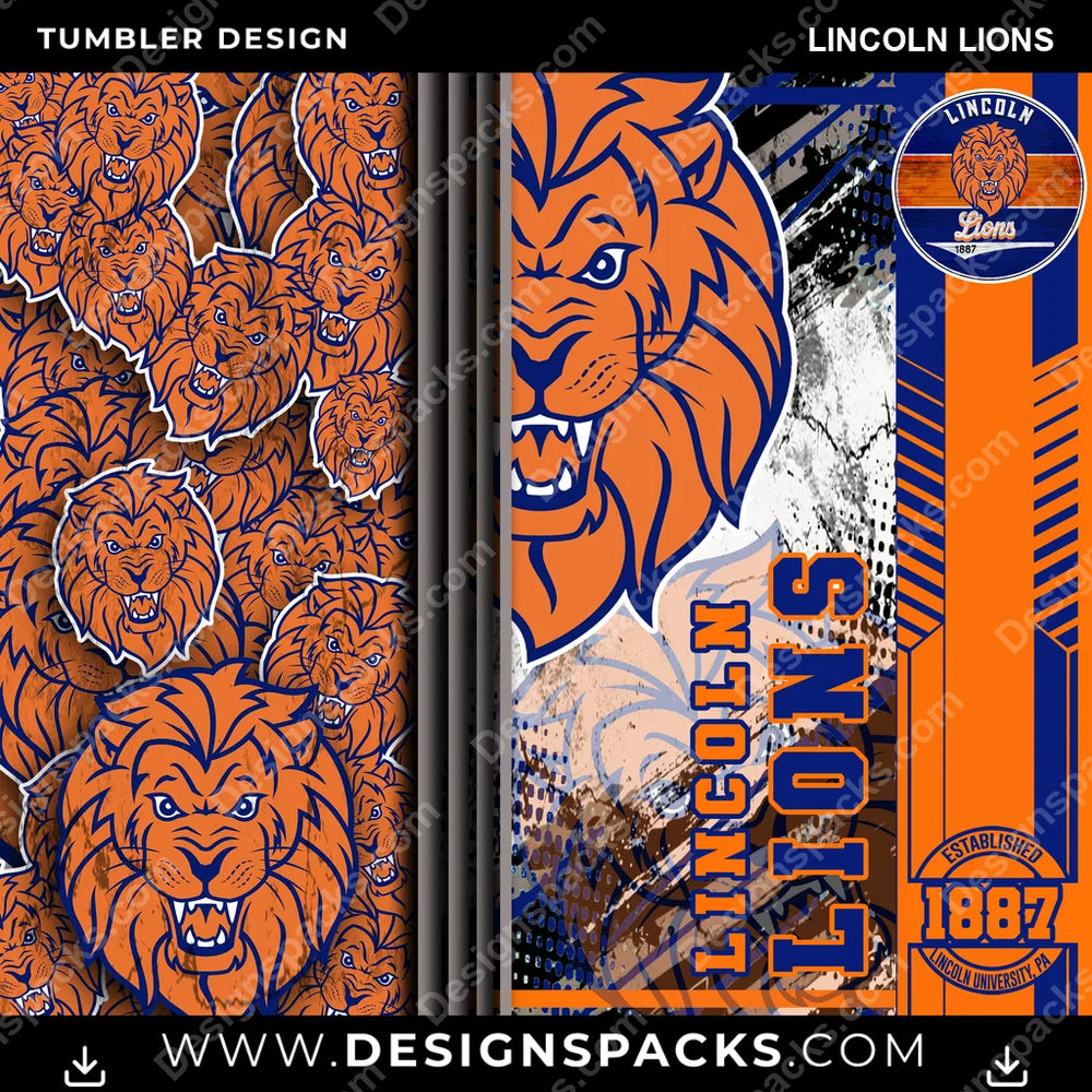 College Sport Sports Lincoln Lions NCAA College Sport Tumbler Digital Wrap Design Download